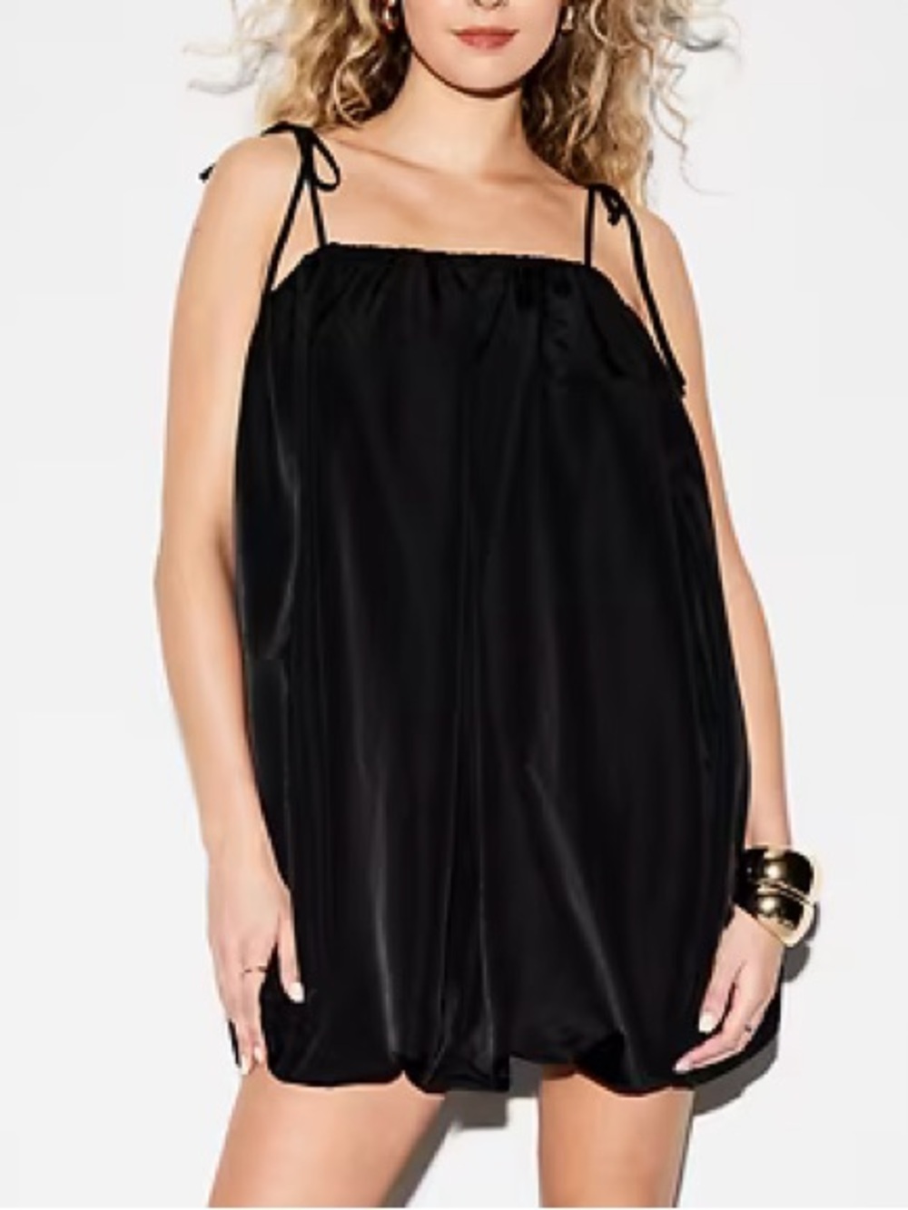 The Occasion By Old Navy Women L TALL Black Taffeta Bubble Mini Dress NWT